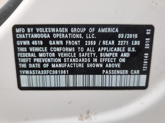 1VWAS7A3XFC081061 Volkswagen PASSAT S