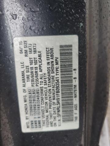 5FNRL5H91FB093541 Honda Odyssey Touring