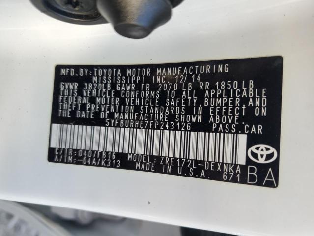 5YFBURHE7FP243126 Toyota COROLLA L