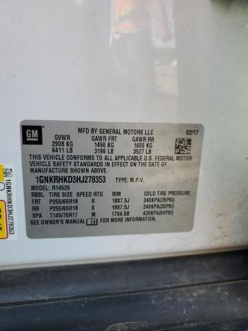 1GNKRHKD3HJ278353 Chevrolet Traverse Lt