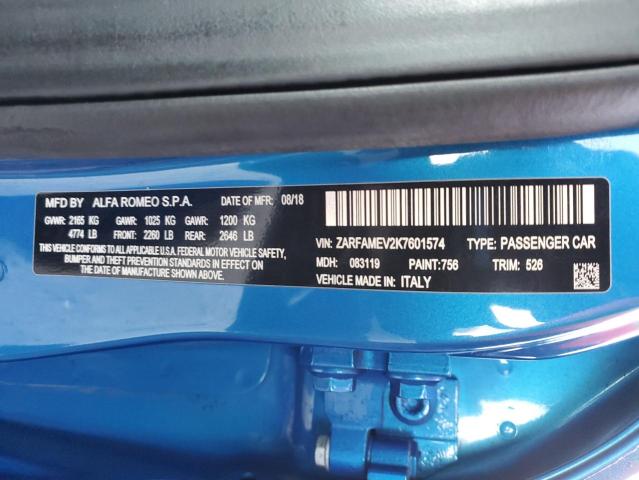 ZARFAMEV2K7601574 Alfa Romeo GIULIA QUADRIFOGLIO