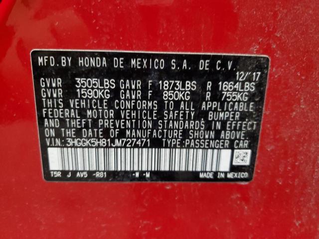 3HGGK5H81JM727471 Honda FIT EX