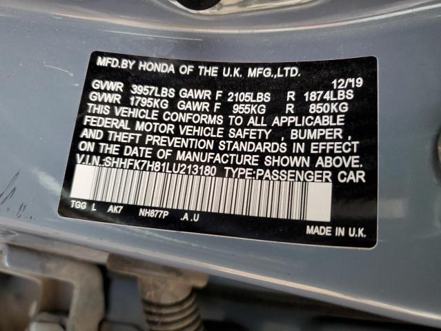 SHHFK7H81LU213180 Honda CIVIC EXL