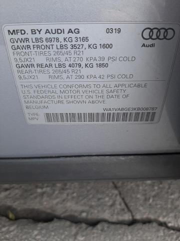 WA1VABGE3KB008787 Audi E-tron Prestige