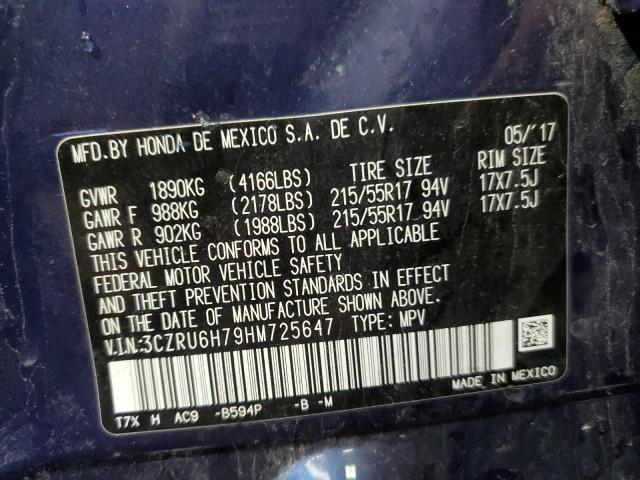 3CZRU6H79HM725647 Honda Hr-v Exl