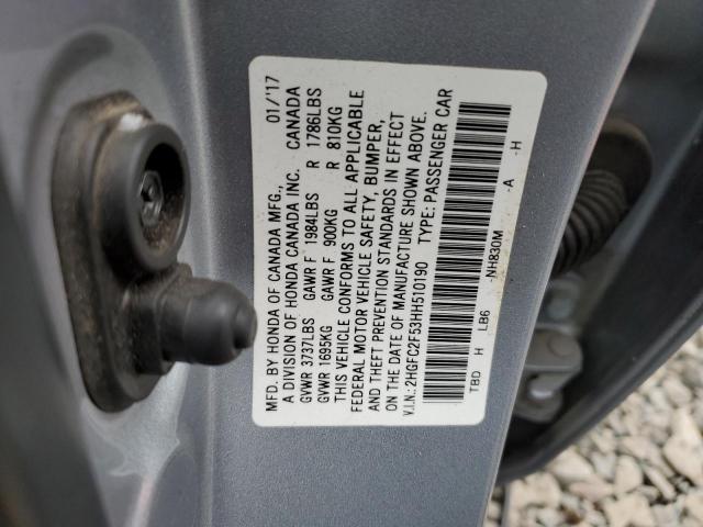 2HGFC2F53HH510190 Honda Civic Lx