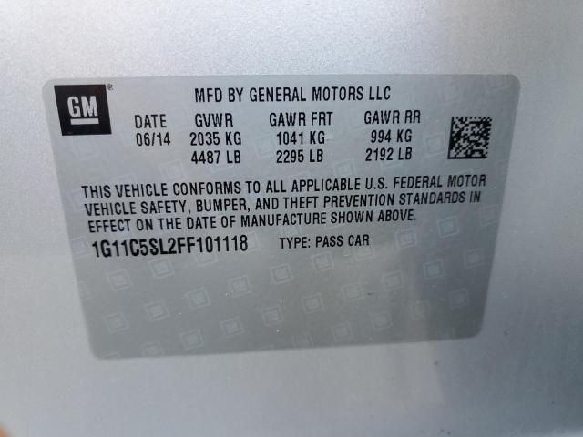 Auction sale of the 2015 Chevrolet Malibu 1lt , vin: 1G11C5SL2FF101118, lot number: 177558993