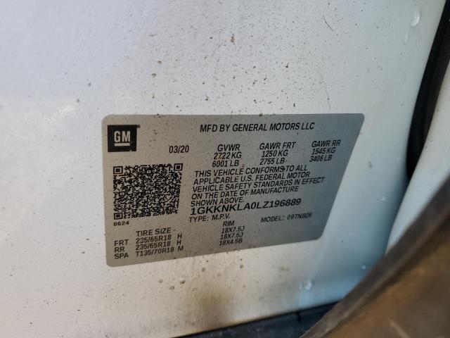 1GKKNKLA0LZ196889 GMC ACADIA SLE