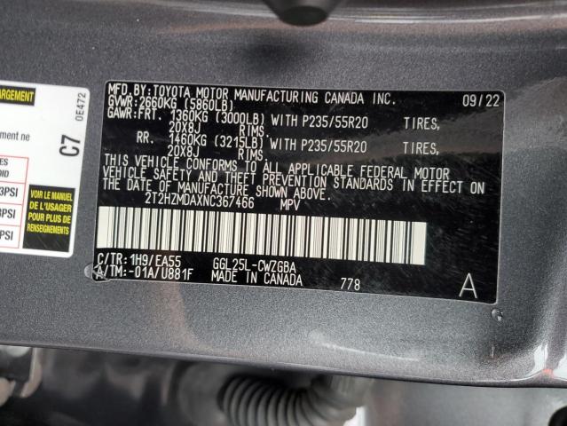 2T2HZMDAXNC367466 Lexus RX 350