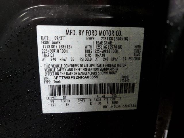 3FTTW8F92NRA03859 Ford Maverick Xl