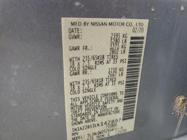 5N1AZ2BS3LN142897 Nissan MURANO SV