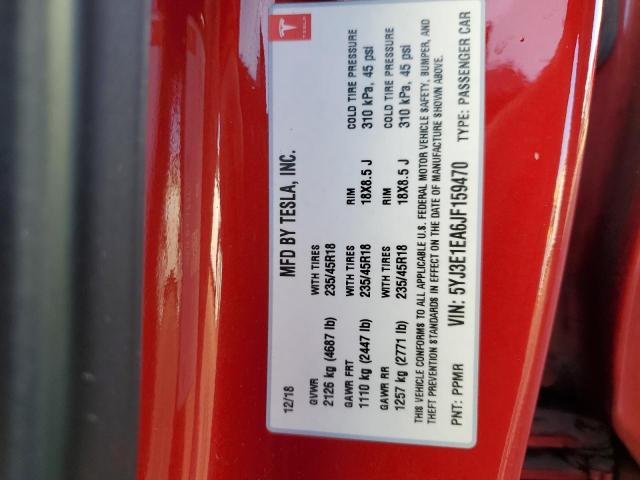 5YJ3E1EA6JF159470 Tesla MODEL 3