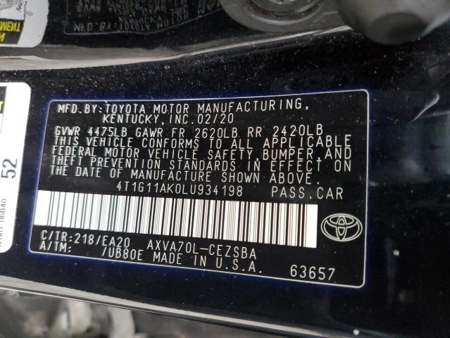 4T1G11AK0LU934198 Toyota CAMRY SE