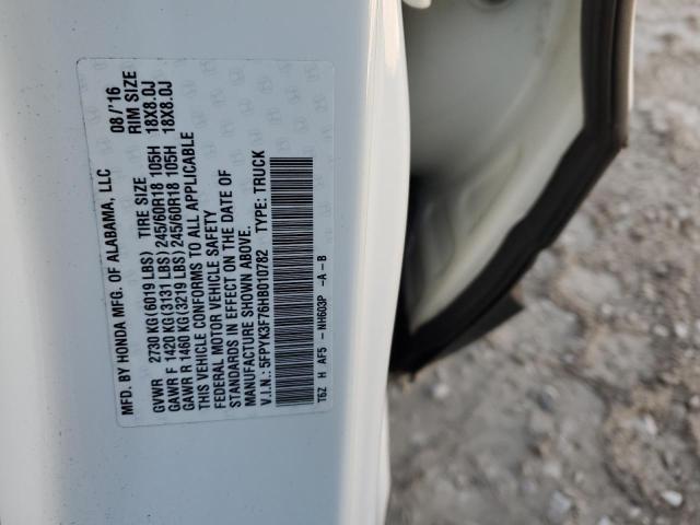 5FPYK3F76HB010782 Honda Ridgeline Rtl