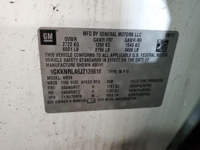 1GKKNRLA6JZ139618 GMC ACADIA SLE