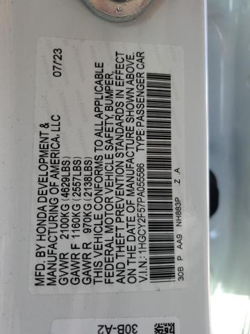 1HGCY2F57PA055586 Honda Accord Hybrid Sport