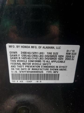 5FNYF8H50KB005526 Honda Passport Exl