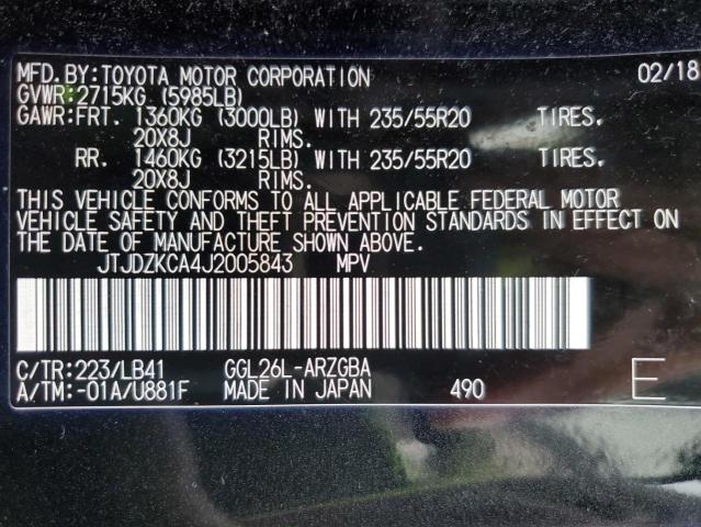 JTJDZKCA4J2005843 Lexus Rx 350 L
