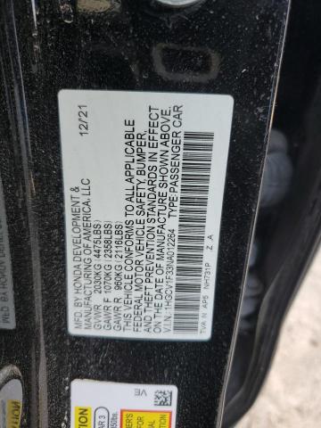 1HGCV1F33NA012264 Honda Accord Sport