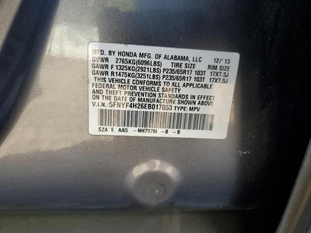 5FNYF4H26EB017053 Honda PILOT LX