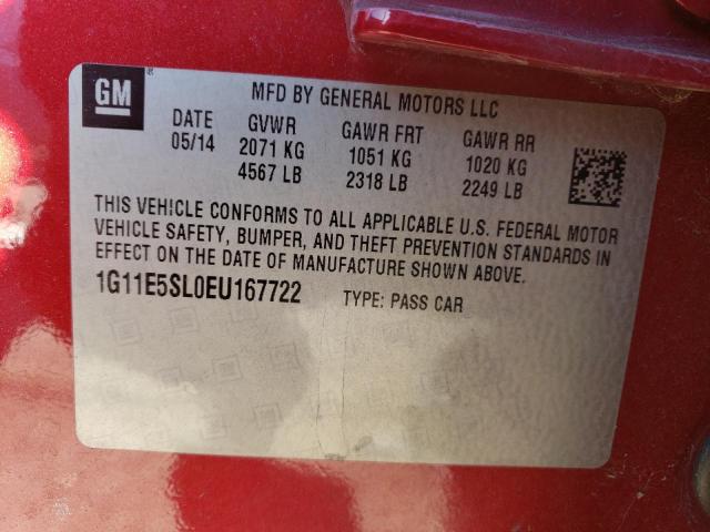 1G11E5SL0EU167722 Chevrolet MALIBU 2LT