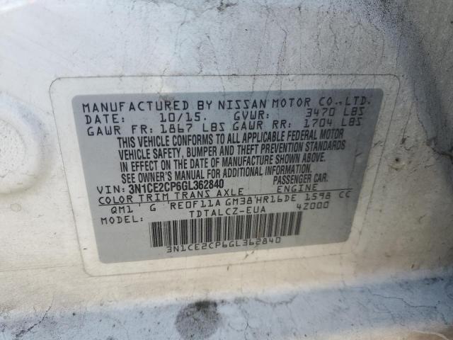 3N1CE2CP6GL362840 Nissan Versa Note S
