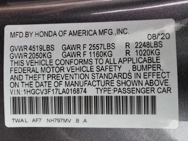 1HGCV3F17LA016874 Honda ACCORD HYBRID