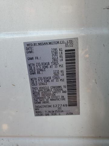5N1AZ2BS3NC127749 Nissan MURANO SV