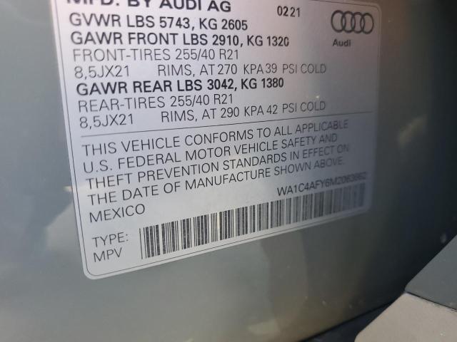 WA1C4AFY6M2063662 Audi Sq5 Prestige