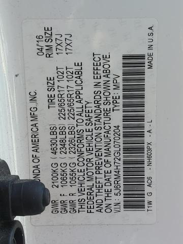 5J6RM4H72GL070204 Honda CR-V EXL
