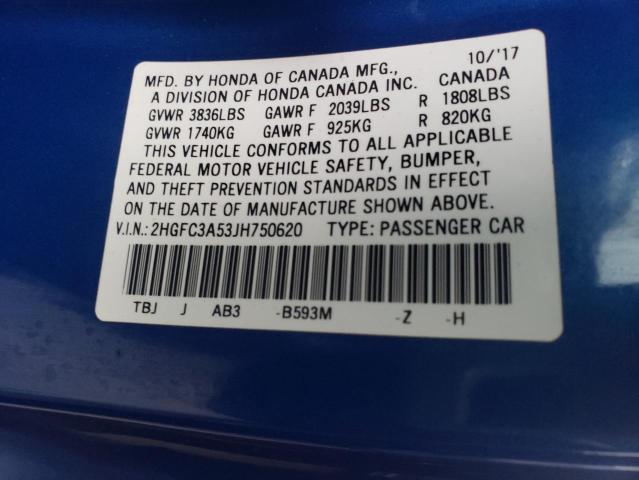 2HGFC3A53JH750620 Honda CIVIC SI