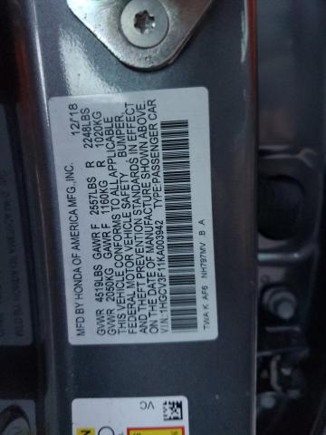 1HGCV3F11KA003942 Honda ACCORD HYBRID