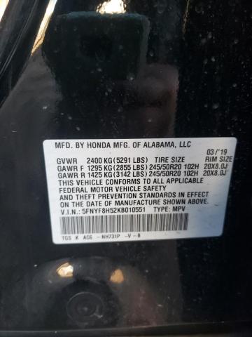 5FNYF8H52KB010551 Honda Passport Exl