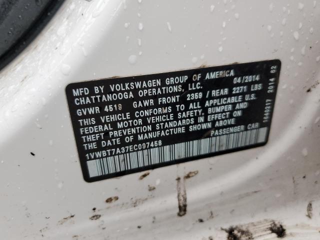 1VWBT7A37EC097458 Volkswagen PASSAT SE