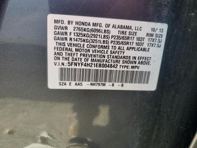 5FNYF4H21EB004842 Honda PILOT LX