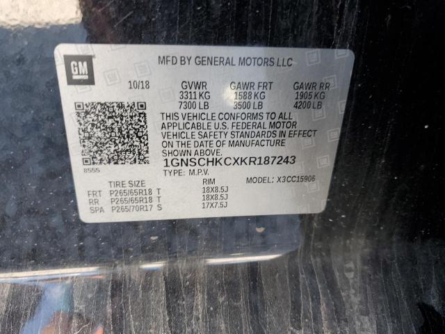 1GNSCHKCXKR187243 Chevrolet Suburban C1500 Lt