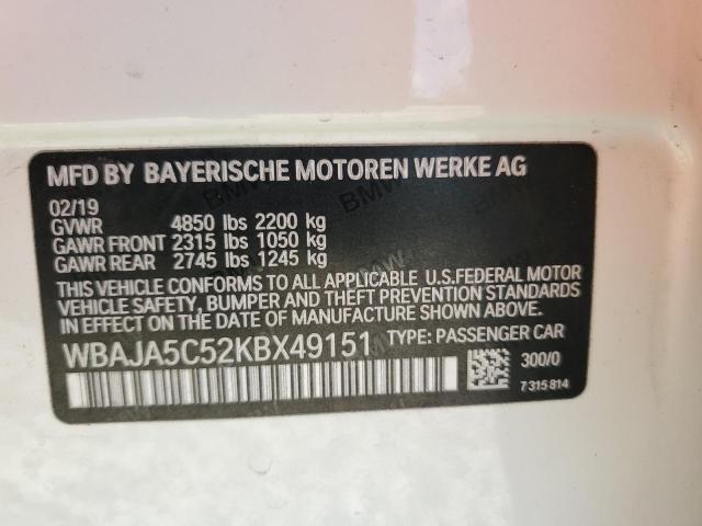 WBAJA5C52KBX49151 BMW 530 I