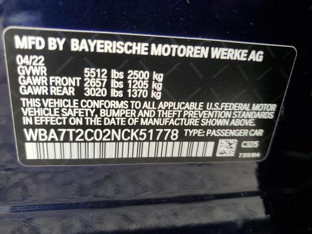 WBA7T2C02NCK51778 BMW 740 I