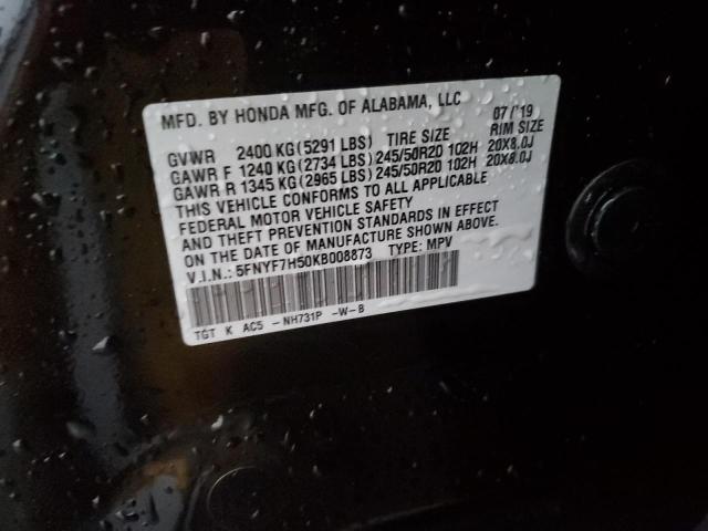 5FNYF7H50KB008873 Honda Passport Exl