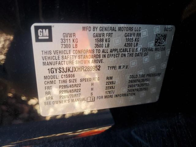 1GYS3JKJXHR289952 Cadillac Escalade Esv Premium Luxury