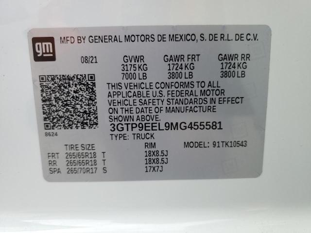 3GTP9EEL9MG455581 GMC Sierra K1500 At4