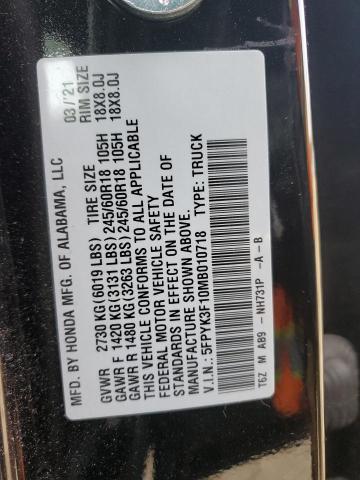 5FPYK3F10MB010718 Honda Ridgeline Sport