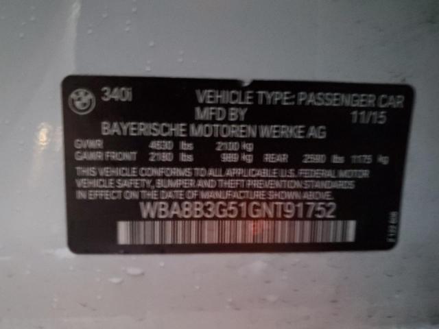 WBA8B3G51GNT91752 BMW 340 I