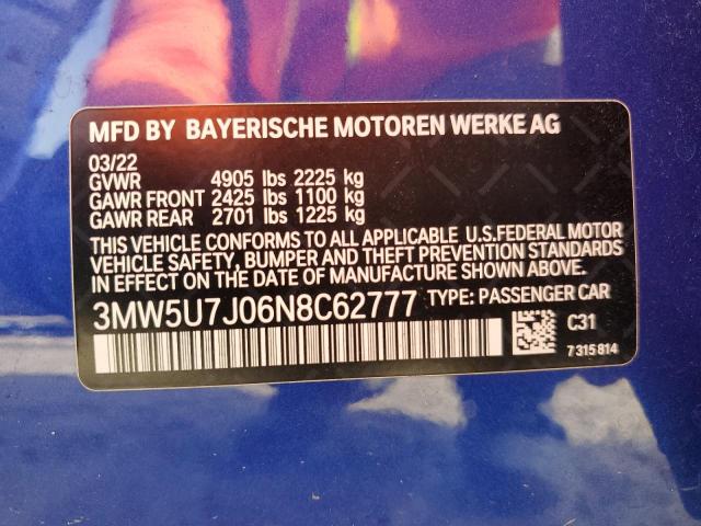 3MW5U7J06N8C62777 BMW M340I