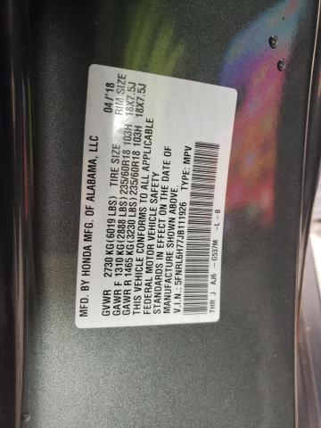 5FNRL6H77JB111926 Honda ODYSSEY EXL
