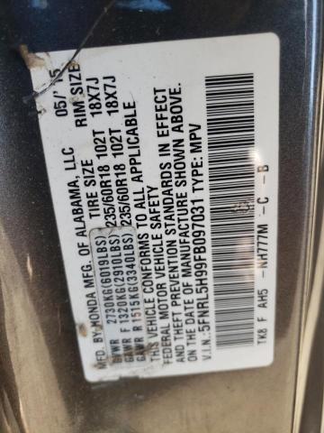 5FNRL5H99FB097031 Honda Odyssey Touring