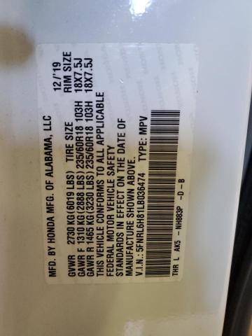 5FNRL6H81LB036474 Honda Odyssey Touring