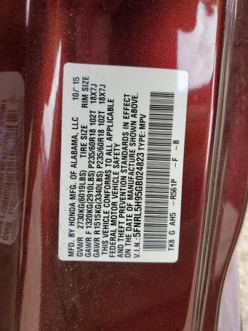 5FNRL5H95GB024823 Honda Odyssey Touring