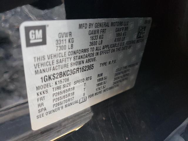 1GKS2BKC3GR162365 GMC YUKON SLT