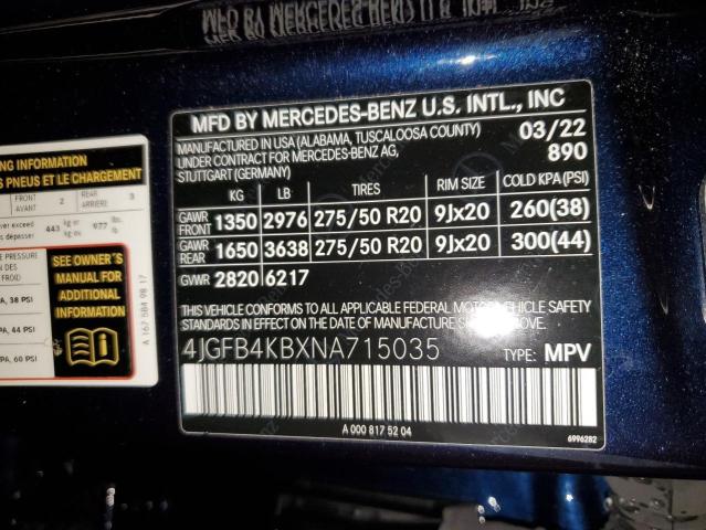 4JGFB4KBXNA715035 Mercedes-Benz Gle 350 4matic